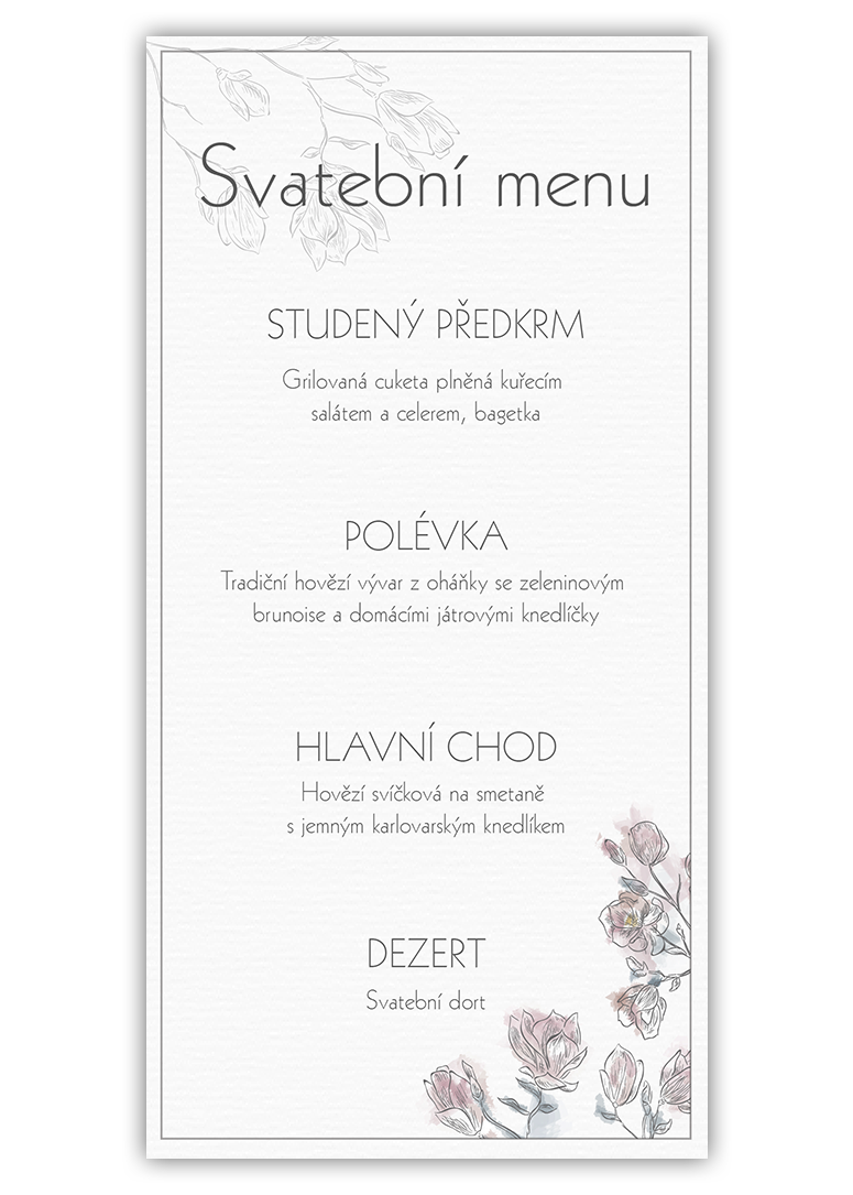 Chutné svatební menu. - Abstraktní květy